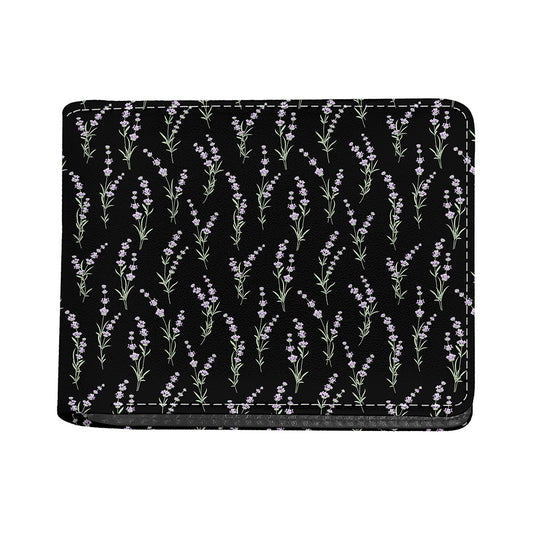 Lavender Flowers Pattern Print Bifold Wallet