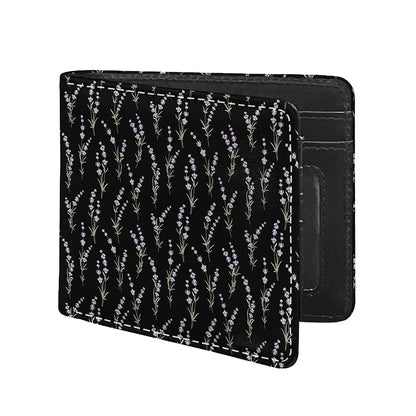Lavender Flowers Pattern Print Bifold Wallet