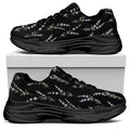 Lavender Flowers Pattern Print Black Chunky Shoes