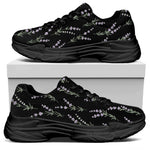 Lavender Flowers Pattern Print Black Chunky Shoes