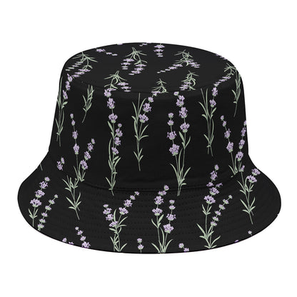 Lavender Flowers Pattern Print Bucket Hat