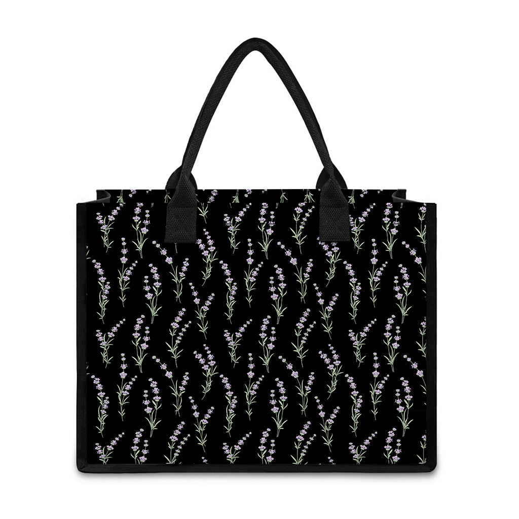 Lavender Flowers Pattern Print Canvas Tote Bag