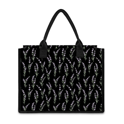 Lavender Flowers Pattern Print Canvas Tote Bag