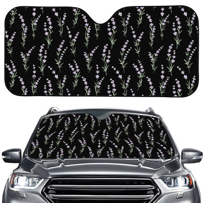 Lavender Flowers Pattern Print Car Windshield Sun Shade