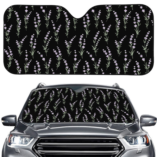 Lavender Flowers Pattern Print Car Windshield Sun Shade