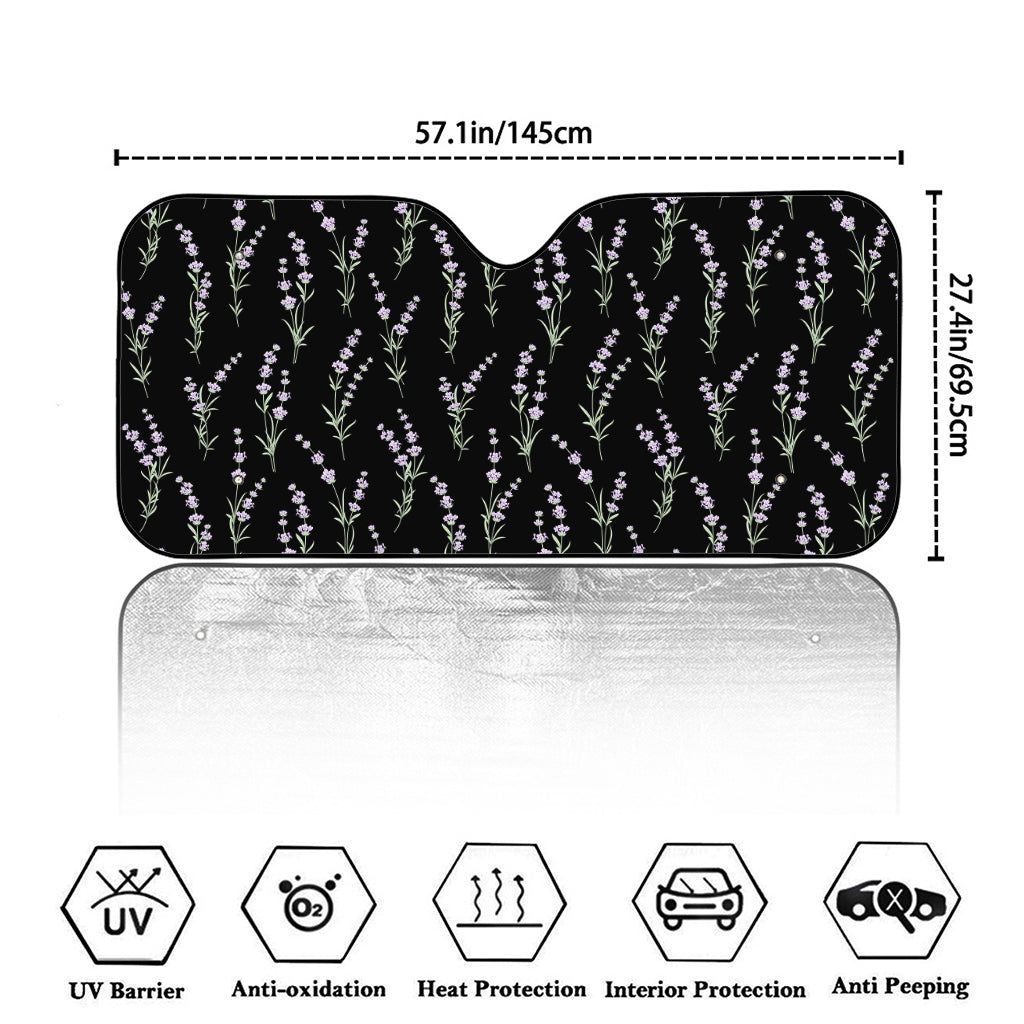 Lavender Flowers Pattern Print Car Windshield Sun Shade