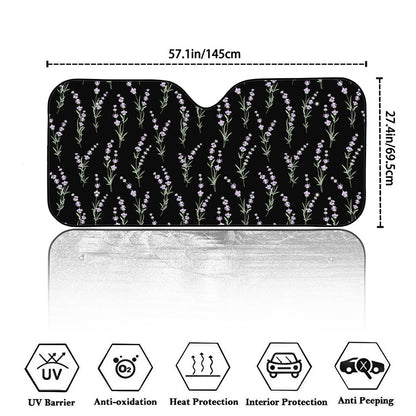 Lavender Flowers Pattern Print Car Windshield Sun Shade