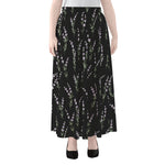 Lavender Flowers Pattern Print Chiffon Maxi Skirt