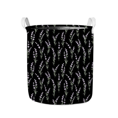 Lavender Flowers Pattern Print Collapsible Laundry Basket