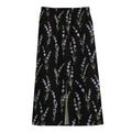 Lavender Flowers Pattern Print Cotton Front Slit Maxi Skirt