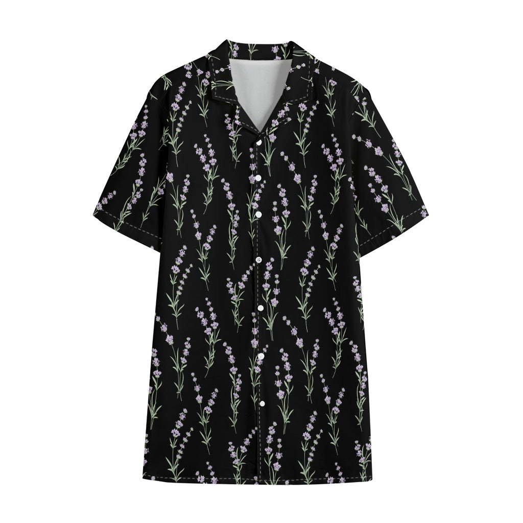Lavender Flowers Pattern Print Cotton Hawaiian Shirt