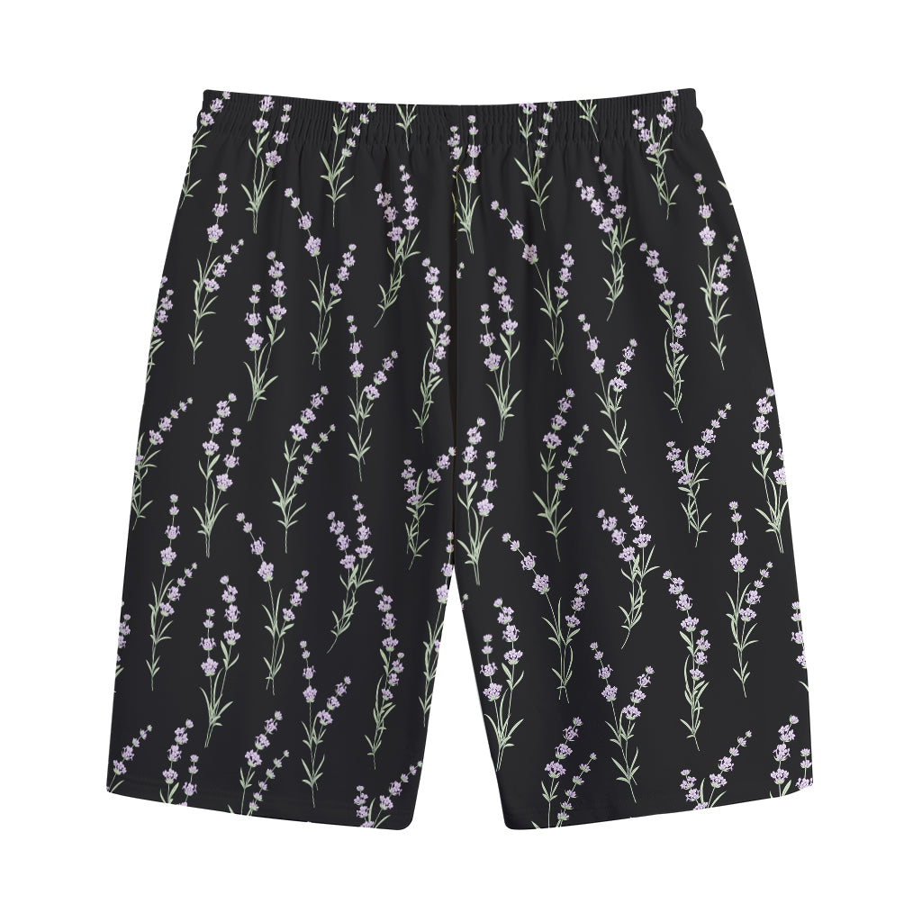 Lavender Flowers Pattern Print Cotton Shorts