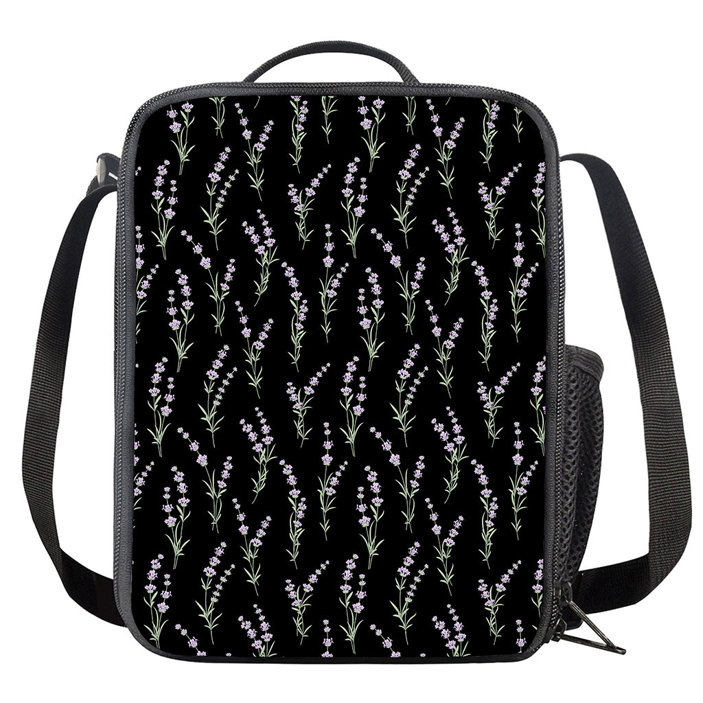 Lavender Flowers Pattern Print Crossbody Lunch Bag