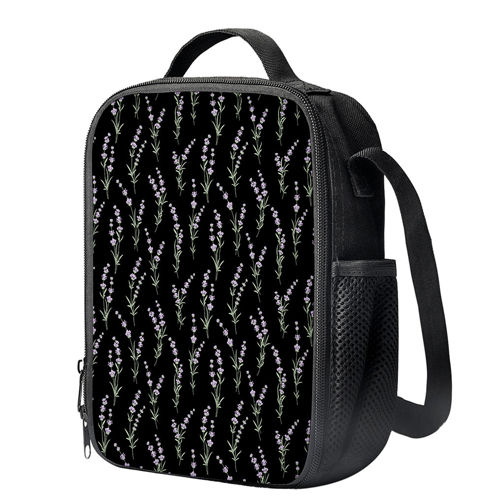 Lavender Flowers Pattern Print Crossbody Lunch Bag