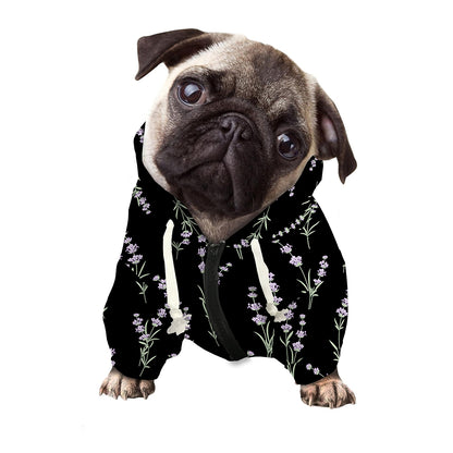 Lavender Flowers Pattern Print Dog Zip Up Hoodie
