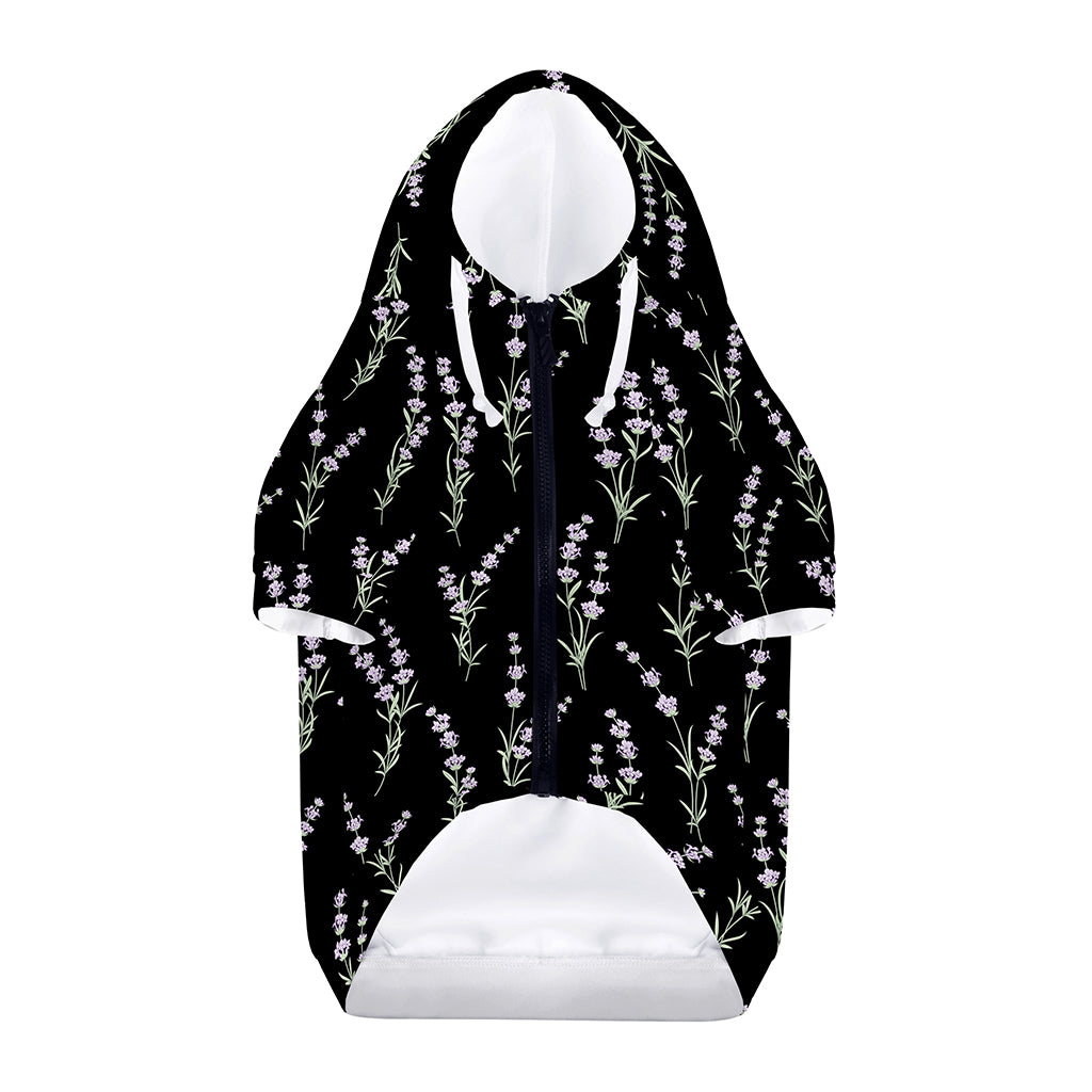 Lavender Flowers Pattern Print Dog Zip Up Hoodie