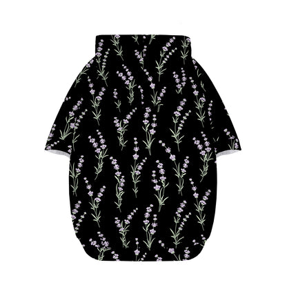 Lavender Flowers Pattern Print Dog Zip Up Hoodie