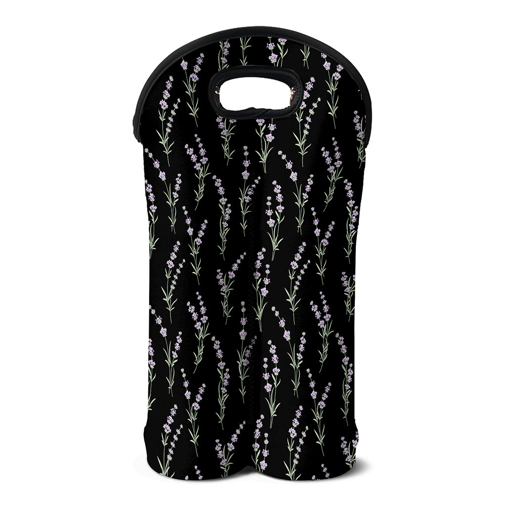 Lavender Flowers Pattern Print Double Neoprene Wine Tote
