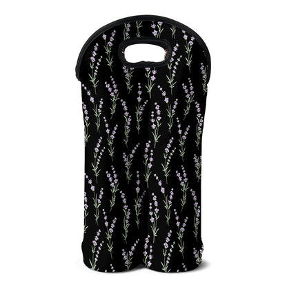 Lavender Flowers Pattern Print Double Neoprene Wine Tote