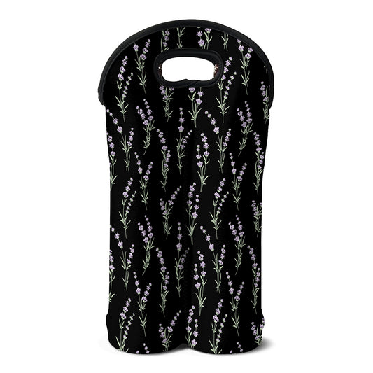 Lavender Flowers Pattern Print Double Neoprene Wine Tote