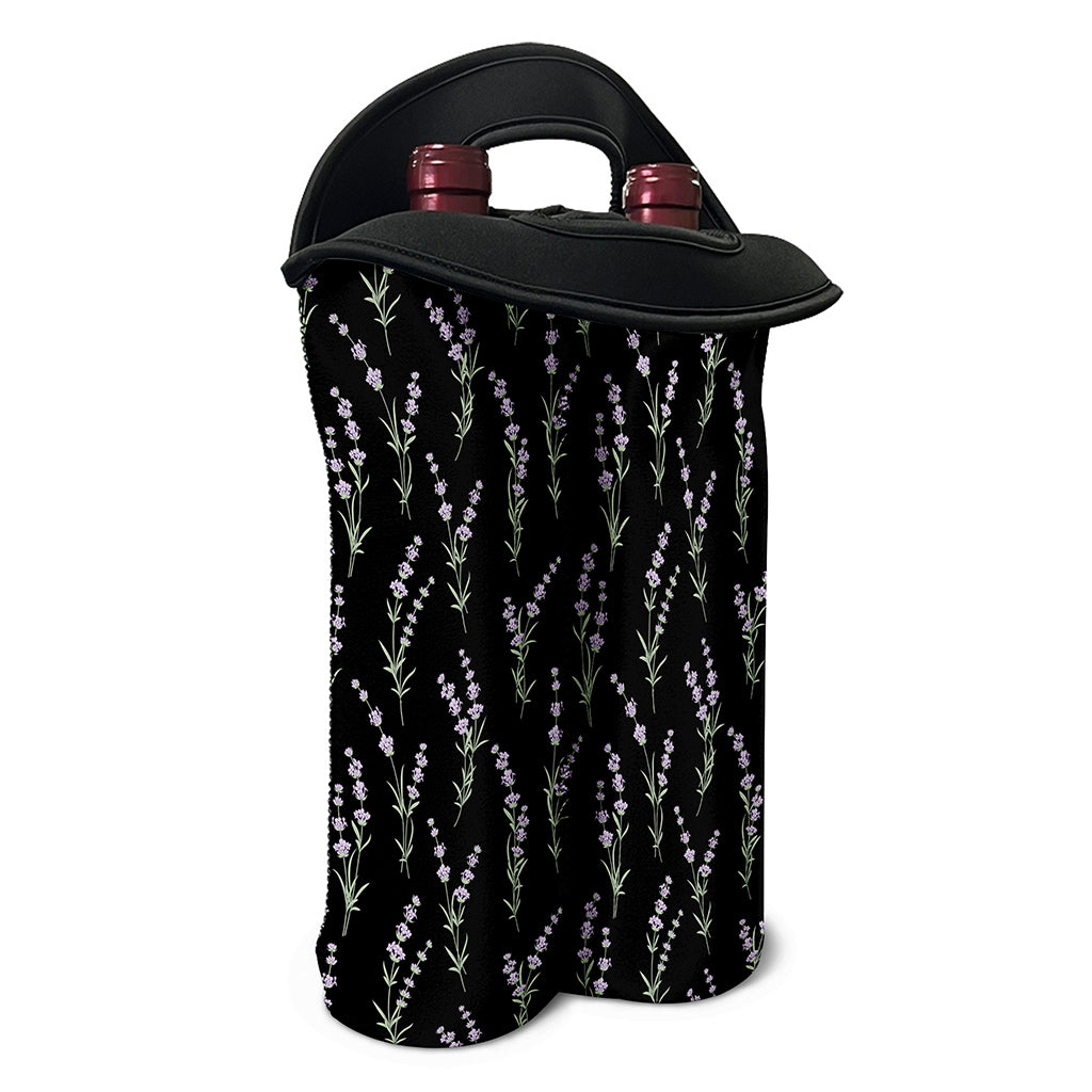 Lavender Flowers Pattern Print Double Neoprene Wine Tote