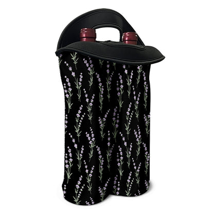 Lavender Flowers Pattern Print Double Neoprene Wine Tote
