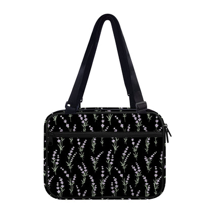 Lavender Flowers Pattern Print Double Strap Bible Bag