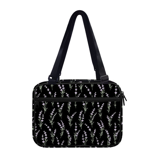 Lavender Flowers Pattern Print Double Strap Bible Bag