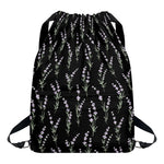 Lavender Flowers Pattern Print Drawstring Backpack
