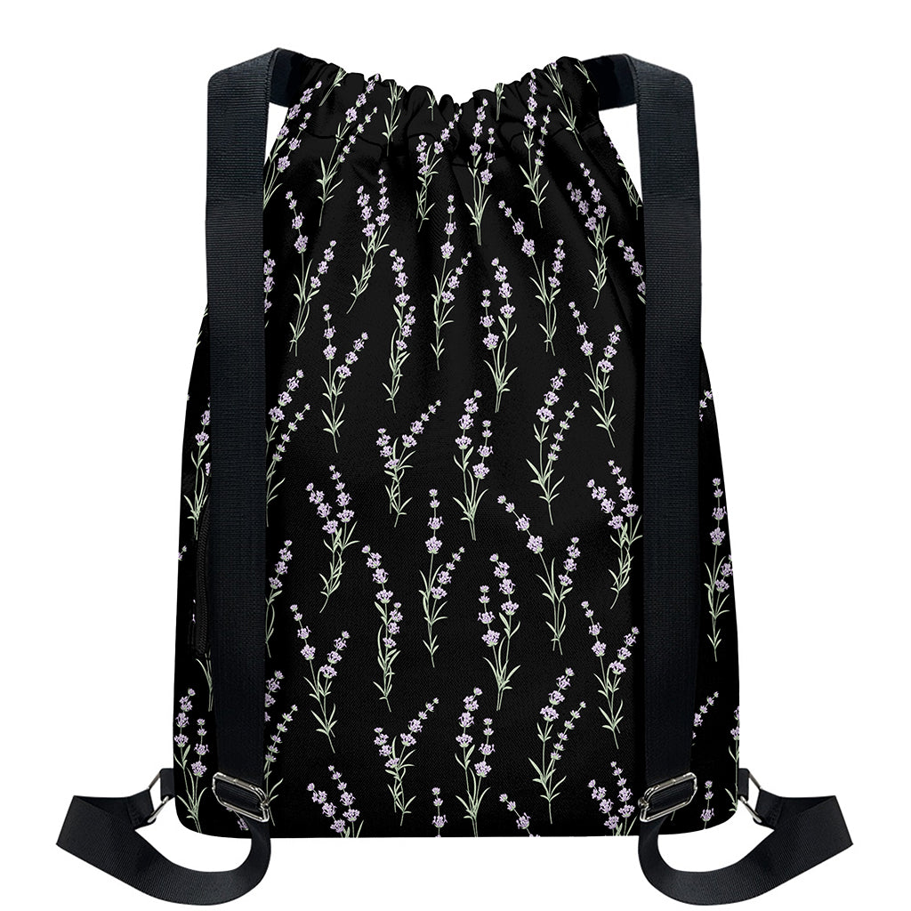 Lavender Flowers Pattern Print Drawstring Backpack