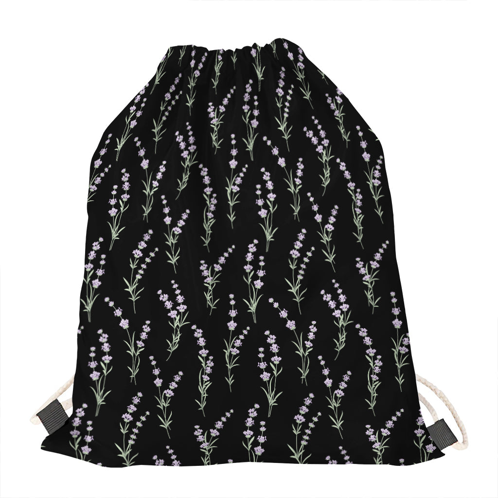 Lavender Flowers Pattern Print Drawstring Bag