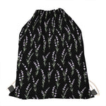 Lavender Flowers Pattern Print Drawstring Bag