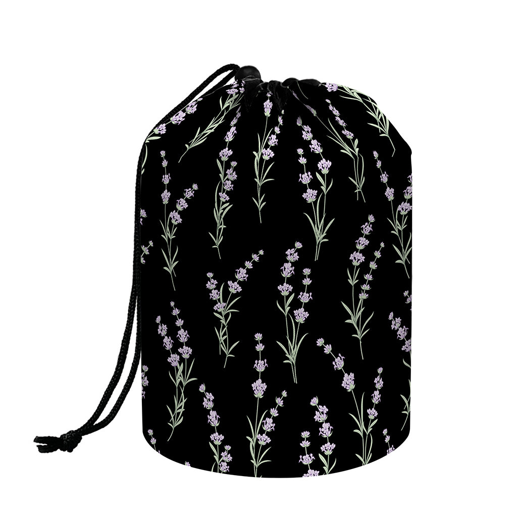 Lavender Flowers Pattern Print Drawstring Makeup Bag