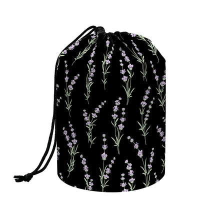 Lavender Flowers Pattern Print Drawstring Makeup Bag