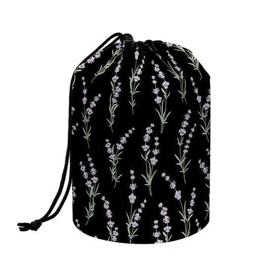 Lavender Flowers Pattern Print Drawstring Makeup Bag