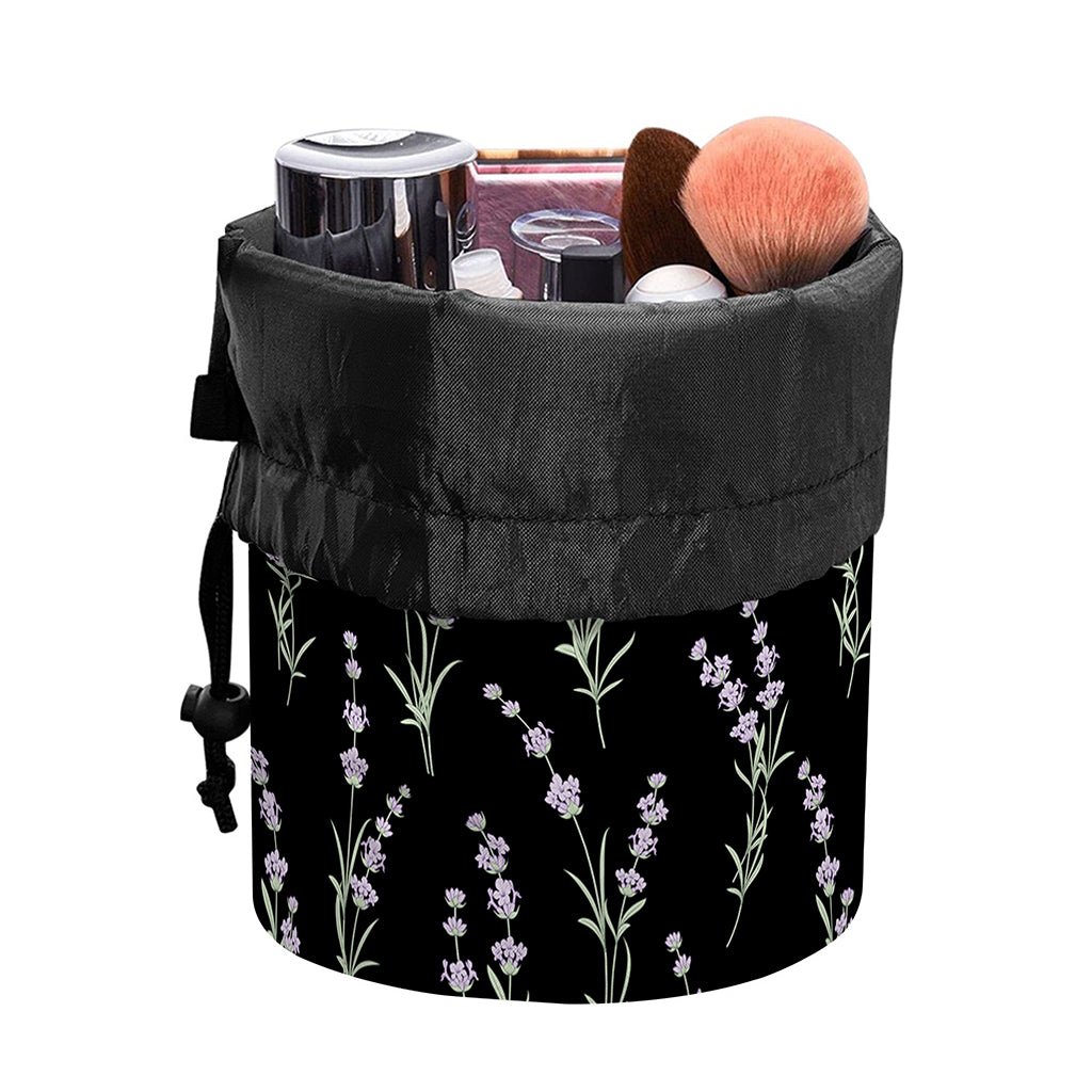 Lavender Flowers Pattern Print Drawstring Makeup Bag
