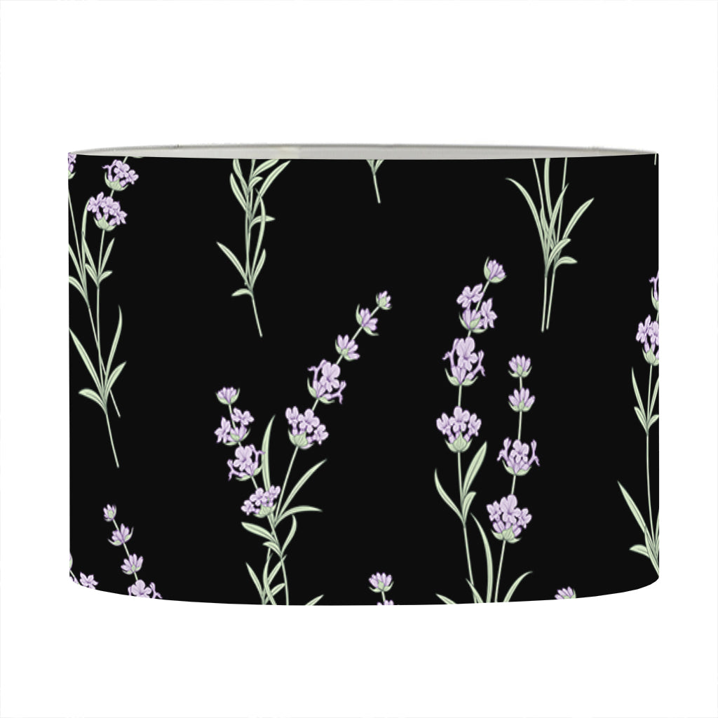 Lavender Flowers Pattern Print Drum Lamp Shade