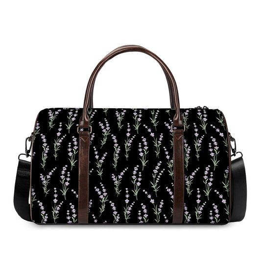 Lavender Flowers Pattern Print Duffle Bag