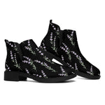 Lavender Flowers Pattern Print Flat Ankle Boots