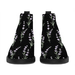 Lavender Flowers Pattern Print Flat Ankle Boots