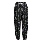 Lavender Flowers Pattern Print Fleece Lined Knit Pants