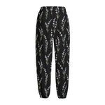 Lavender Flowers Pattern Print Fleece Lined Knit Pants