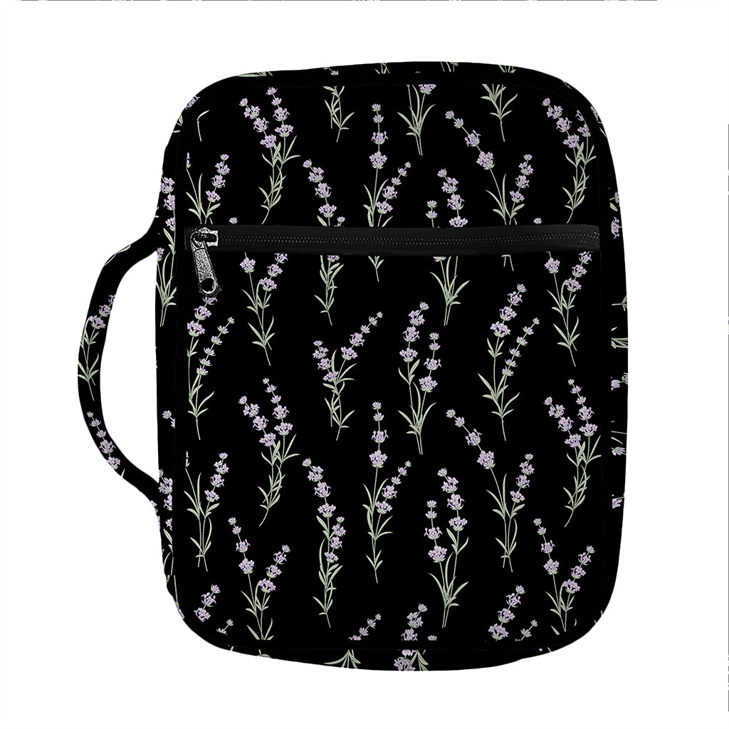 Lavender Flowers Pattern Print Front Pocket Bible Bag