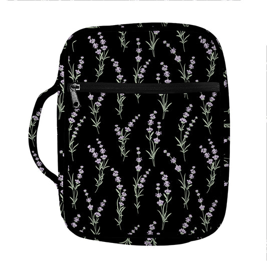 Lavender Flowers Pattern Print Front Pocket Bible Bag