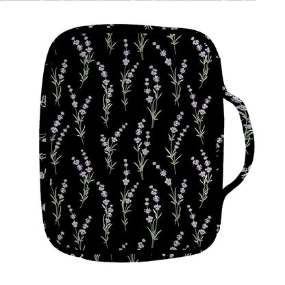 Lavender Flowers Pattern Print Front Pocket Bible Bag