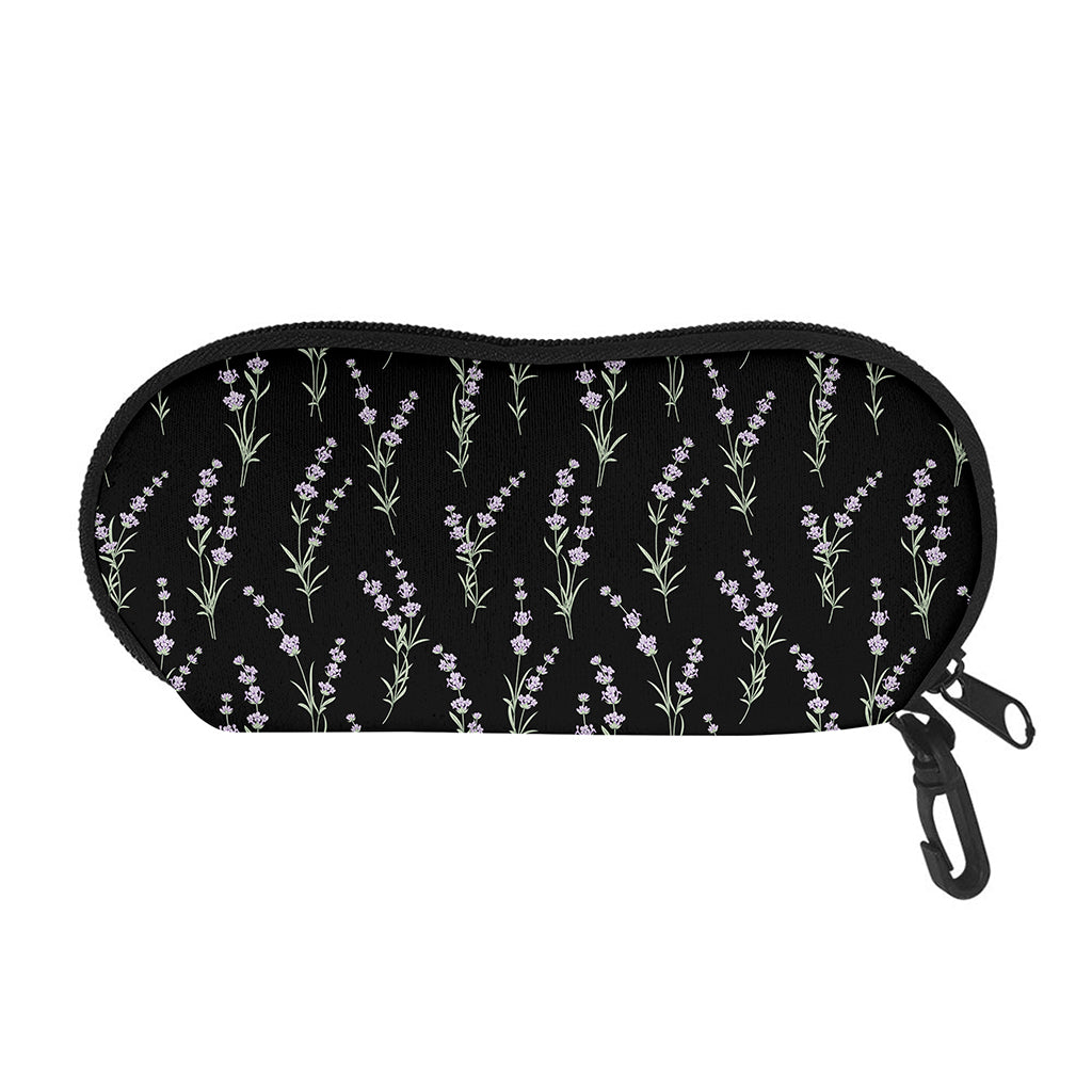 Lavender Flowers Pattern Print Glasses Case