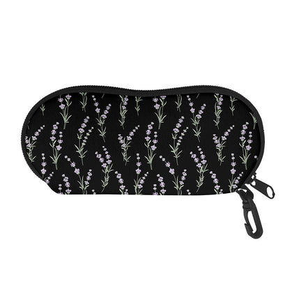 Lavender Flowers Pattern Print Glasses Case