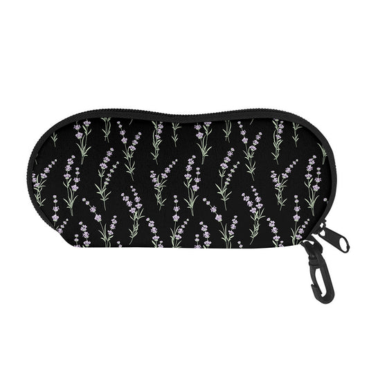 Lavender Flowers Pattern Print Glasses Case