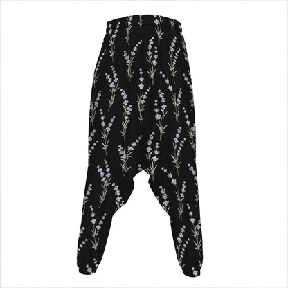 Lavender Flowers Pattern Print Hammer Pants