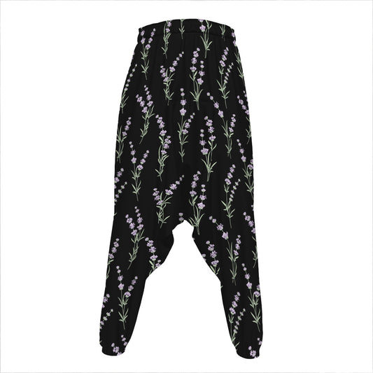 Lavender Flowers Pattern Print Hammer Pants